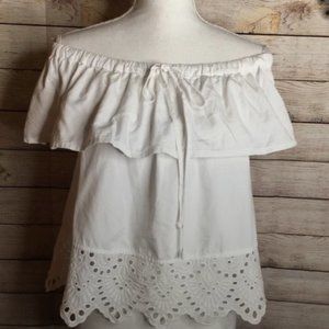 Madewell S White Eyelet Off the Shoulder Blouse
